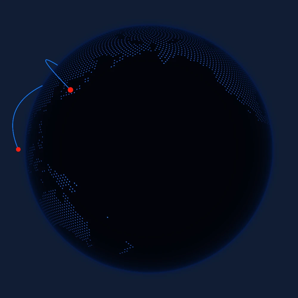 A blue globe with travel routes from Riyadh