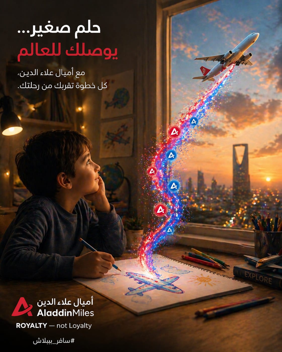 A child dreams of travel
