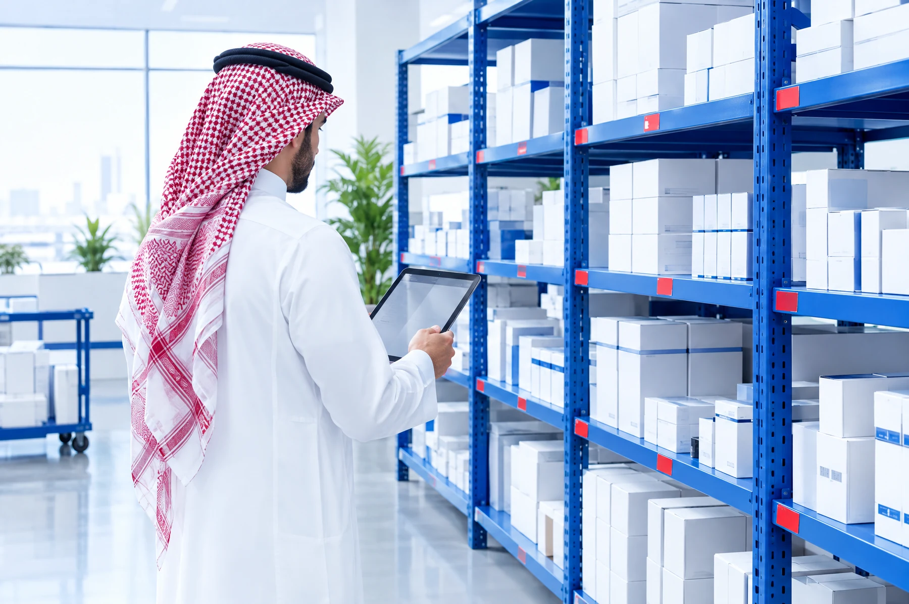 صاحب متجر يراجع التشغيل والمخزون