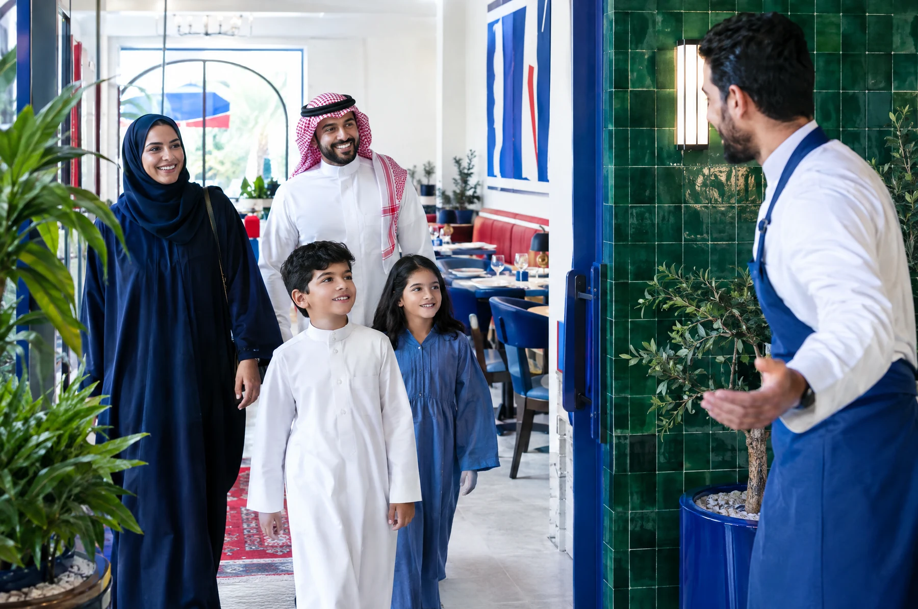 ترحيب بعميل عائد إلى مطعم محلي