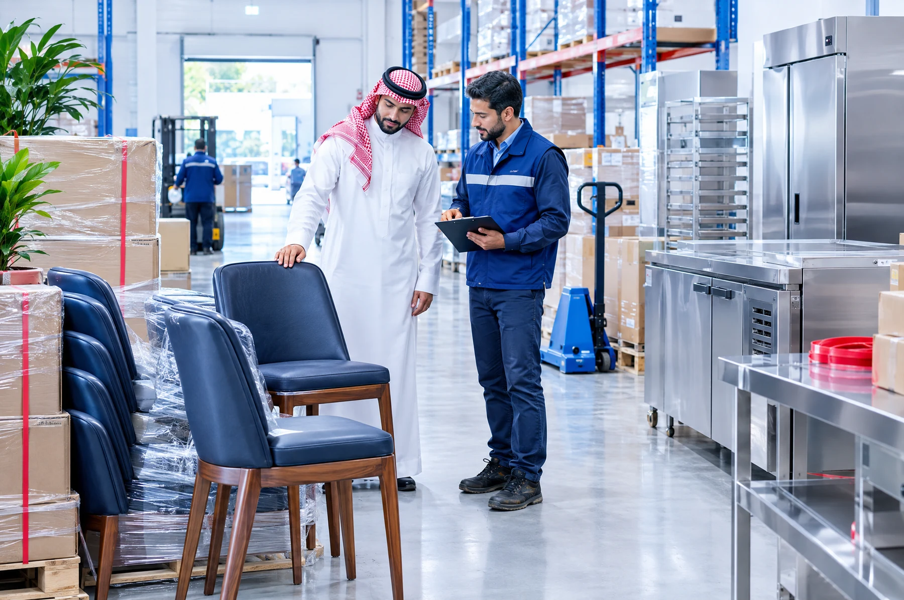 توريد تجهيزات متجر وفحصها في المستودع